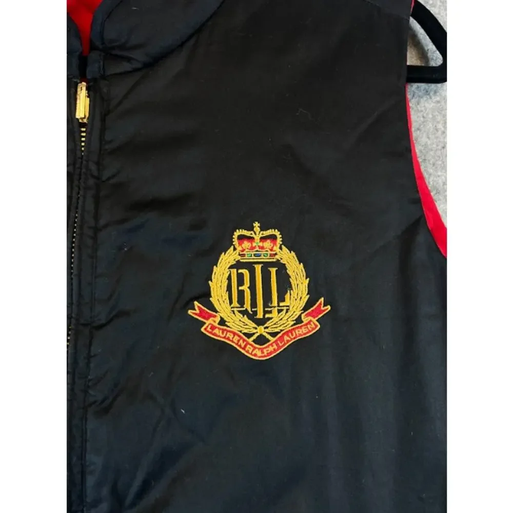 VTG Y2K Lauren Ralph Lauren Puffer Vest Women L Crest Logo Reversible Equestrian - Picture 4 of 7